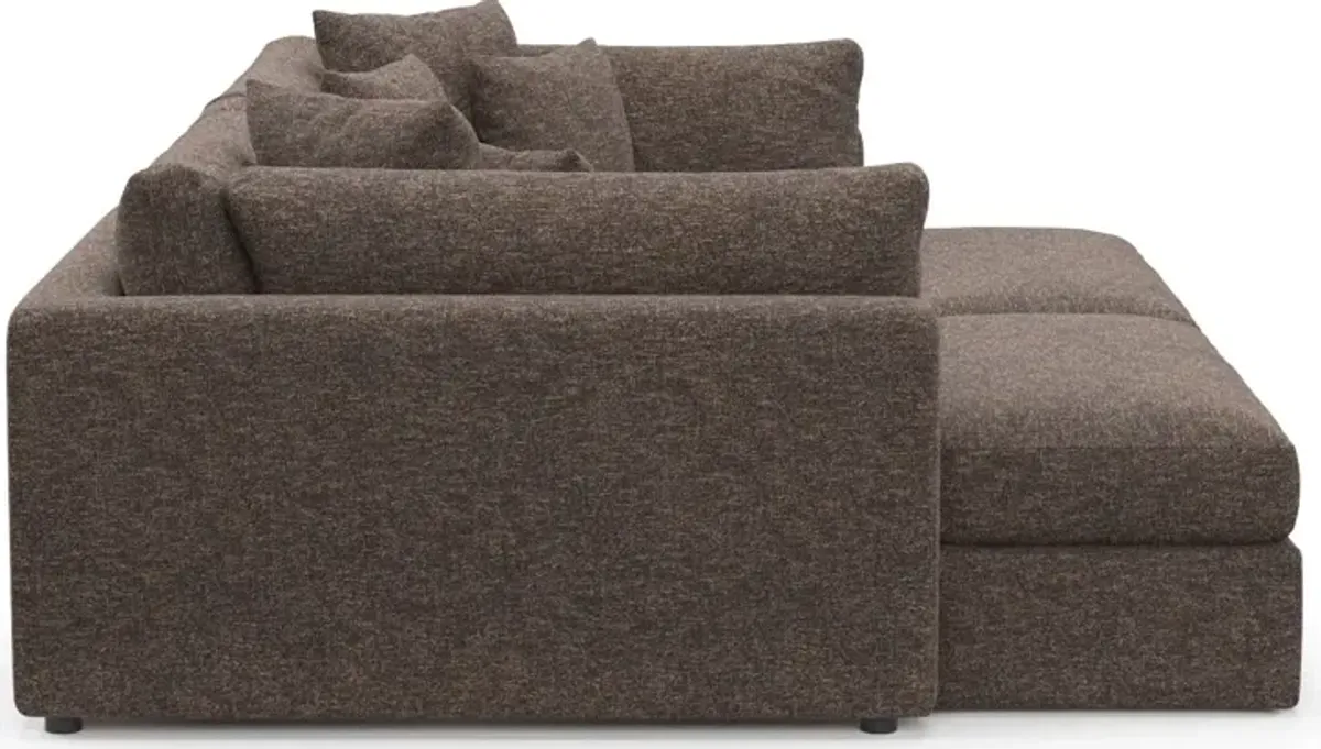 Haven Foam Comfort 2-Piece Media Sofa and 2 Ottomans - M Walnut