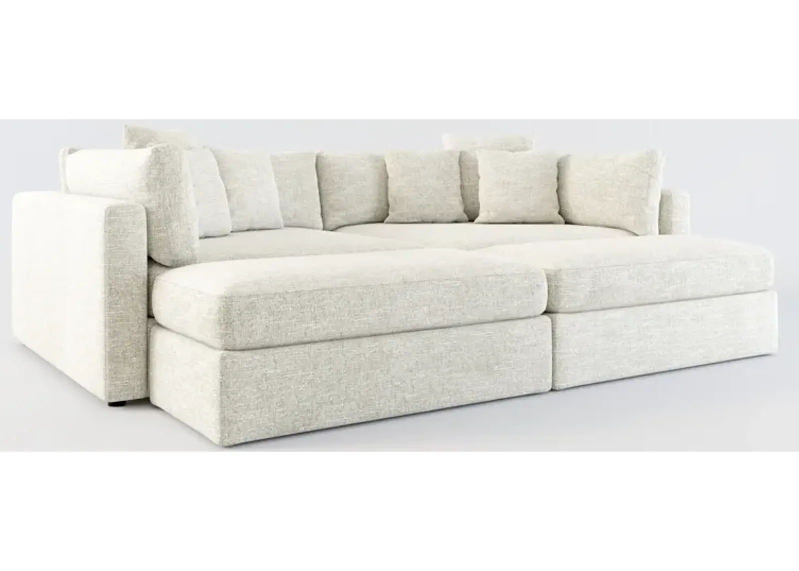 Haven Foam Comfort 2-Piece Media Sofa and 2 Ottomans - M Ivory