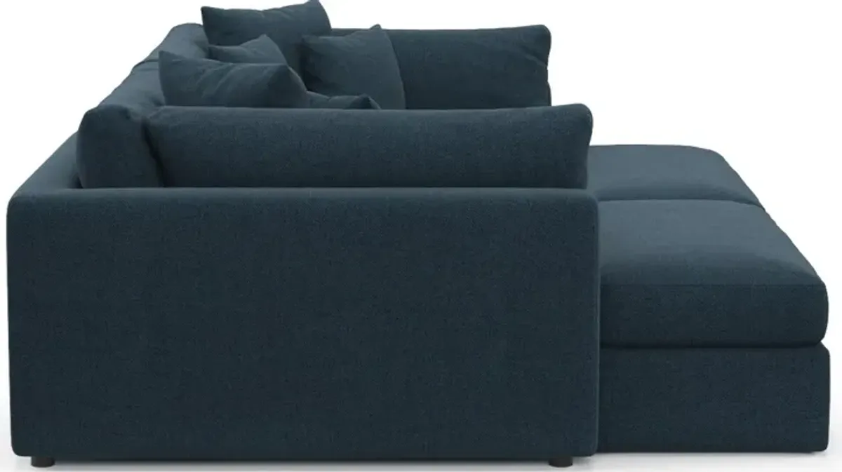 Haven Foam Comfort Eco Performance Fabric 2-Piece Media Sofa and 2 Ottomans - Broderick Indigo