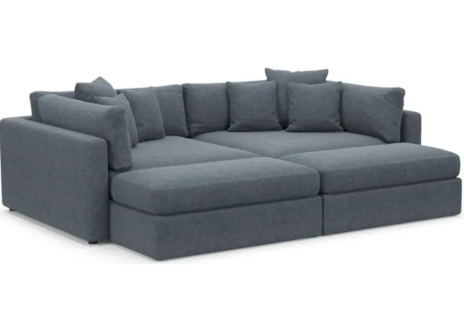 Haven Foam Comfort Eco Performance Fabric 2-Piece Media Sofa and 2 Ottomans - Bridger Navy