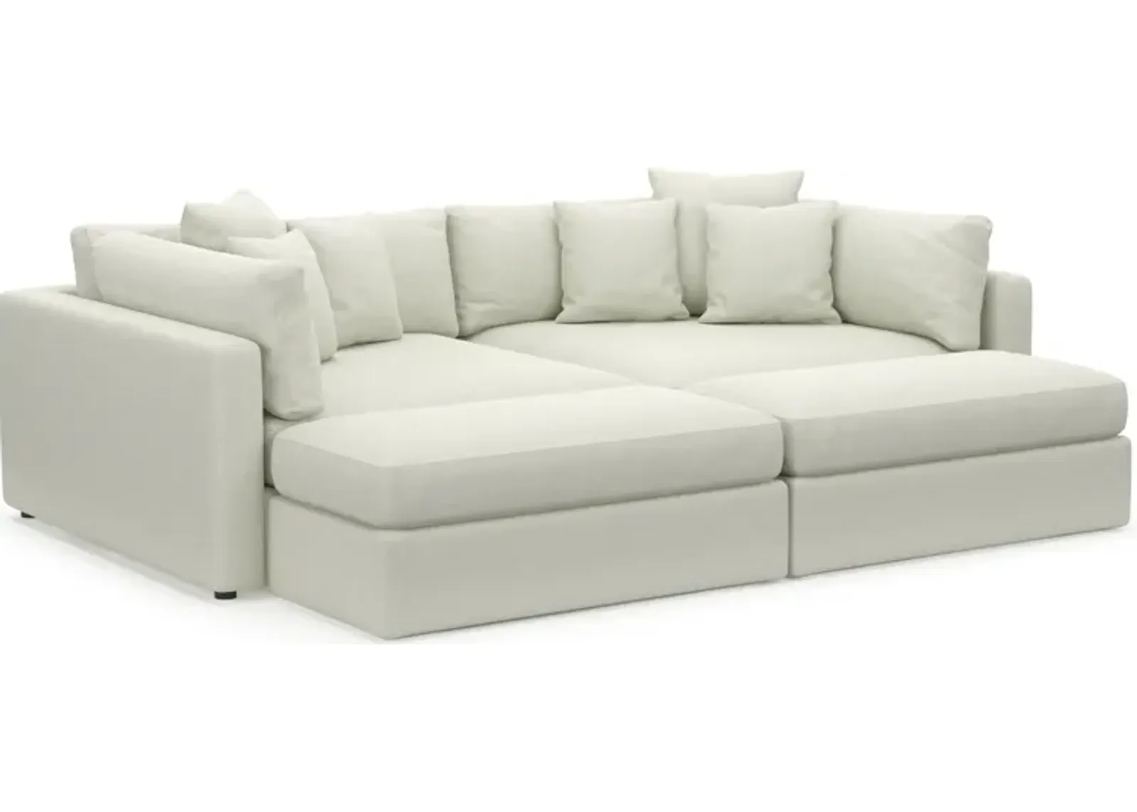 Haven Foam Comfort Eco Performance Fabric 2-Piece Media Sofa and 2 Ottomans - Liv Arctic