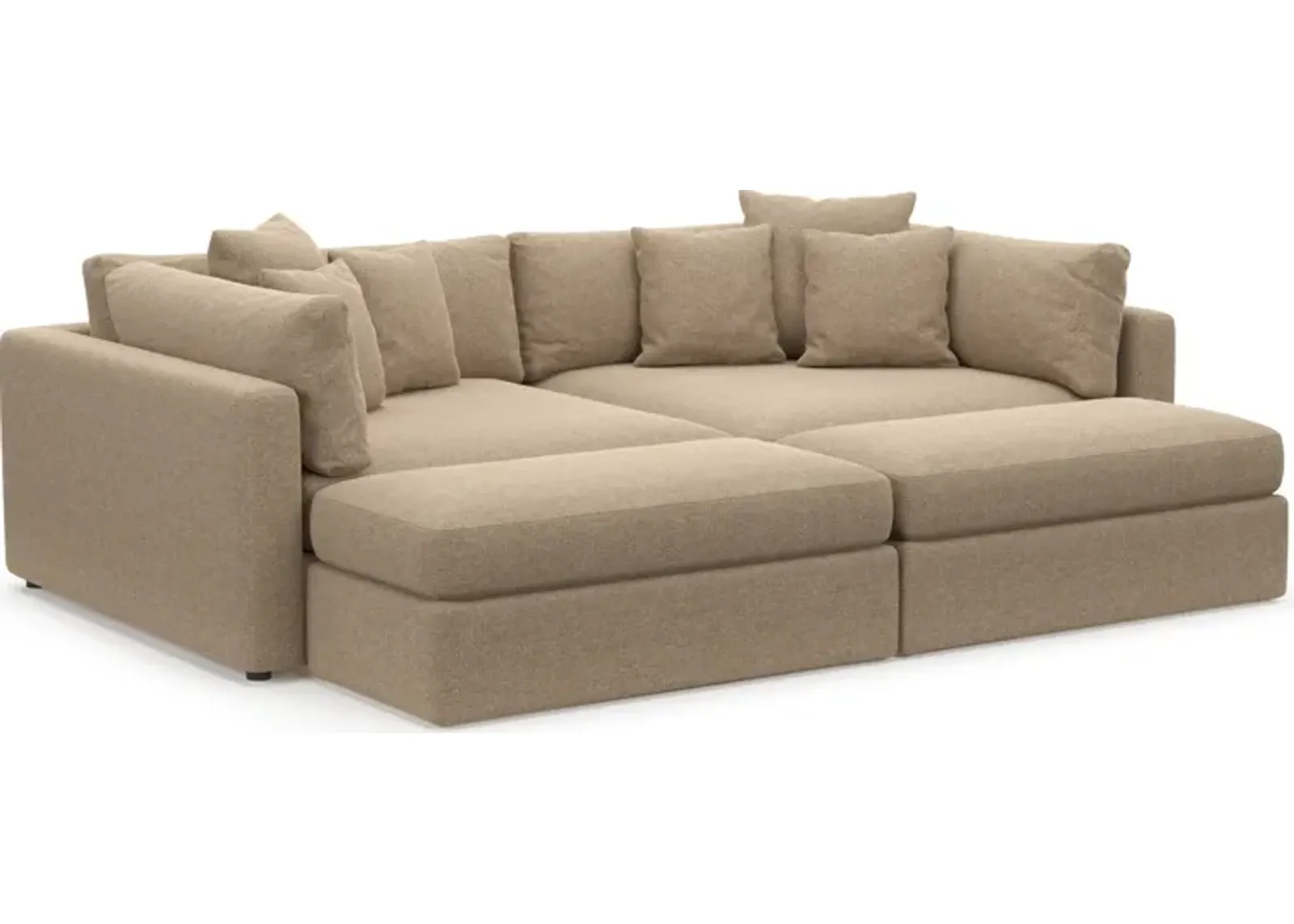 Haven Foam Comfort Eco Performance Fabric 2-Piece Media Sofa and 2 Ottomans - Liv Wicker