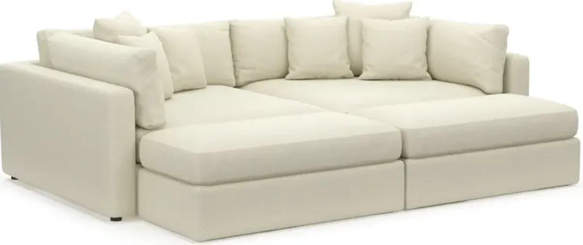 Haven Foam Comfort Eco Performance Fabric 2-Piece Media Sofa and 2 Ottomans - Fincher Ivory