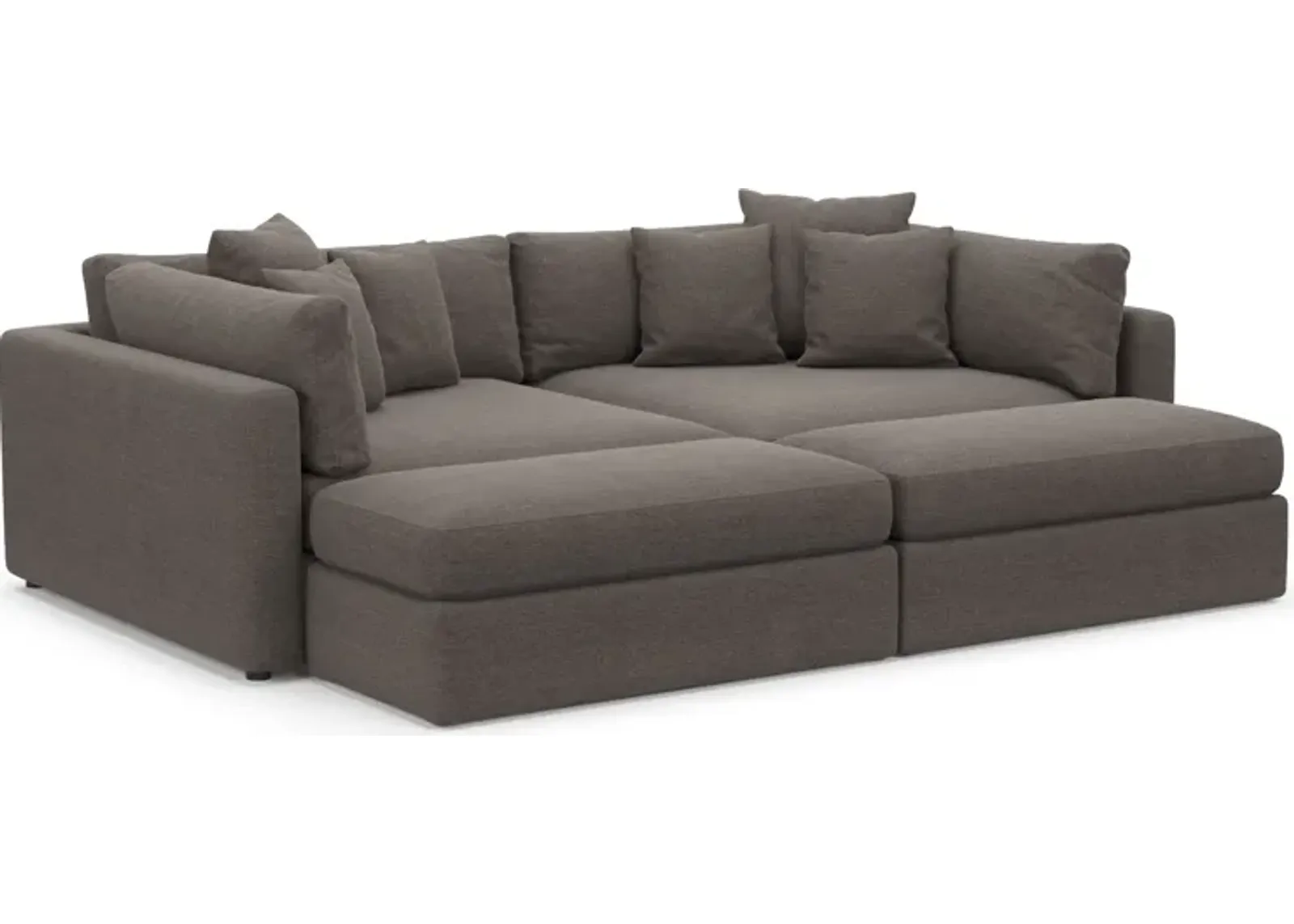 Haven Foam Comfort Eco Performance Fabric 2-Piece Media Sofa and 2 Ottomans - Presidio Steel