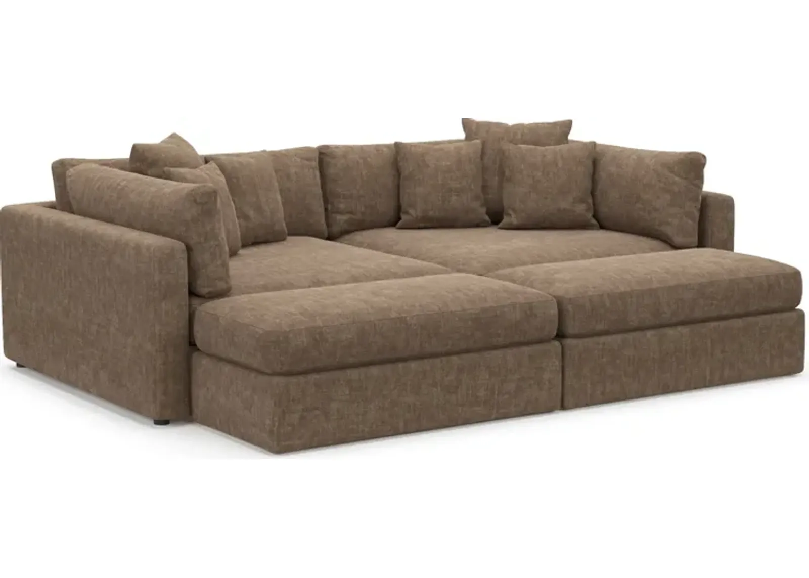 Haven Foam Comfort Eco Performance Fabric 2-Piece Media Sofa and 2 Ottomans - Argo Java