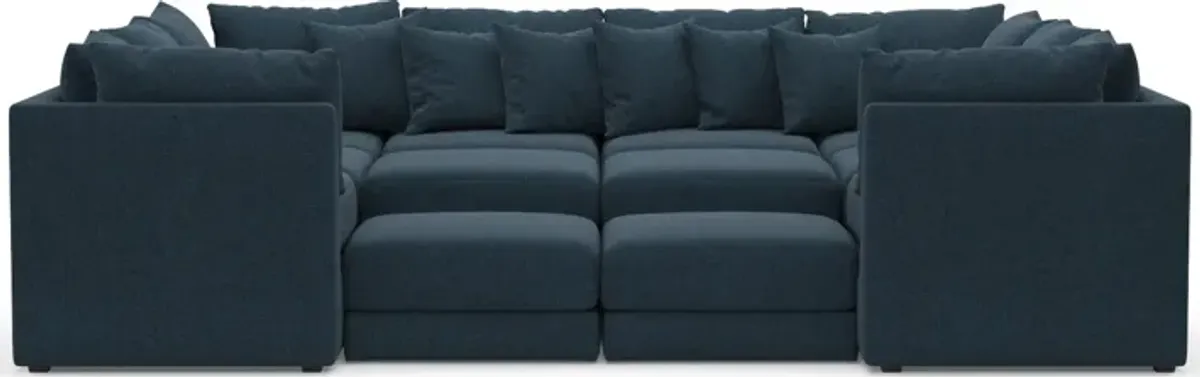 Nest Foam Comfort Eco Performance Fabric 9-Piece Sectional - Broderick Indigo