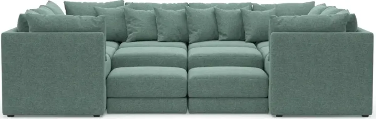 Nest Foam Comfort Eco Performance Fabric 9-Piece Sectional - Bridger Jade