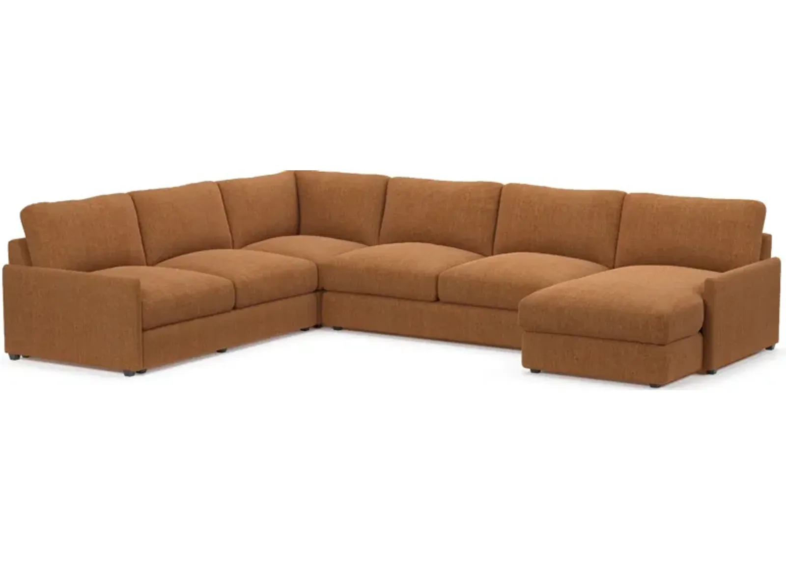 Jasper Foam Comfort 4-Piece Sectional with Right-Facing Chaise - Contessa Ginger