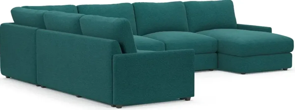 Jasper Foam Comfort 4-Piece Sectional with Right-Facing Chaise - Bloke Peacock