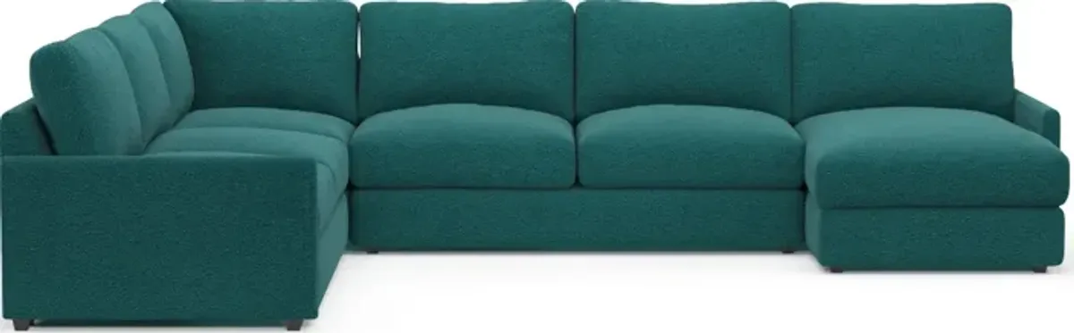 Jasper Foam Comfort 4-Piece Sectional with Right-Facing Chaise - Bloke Peacock