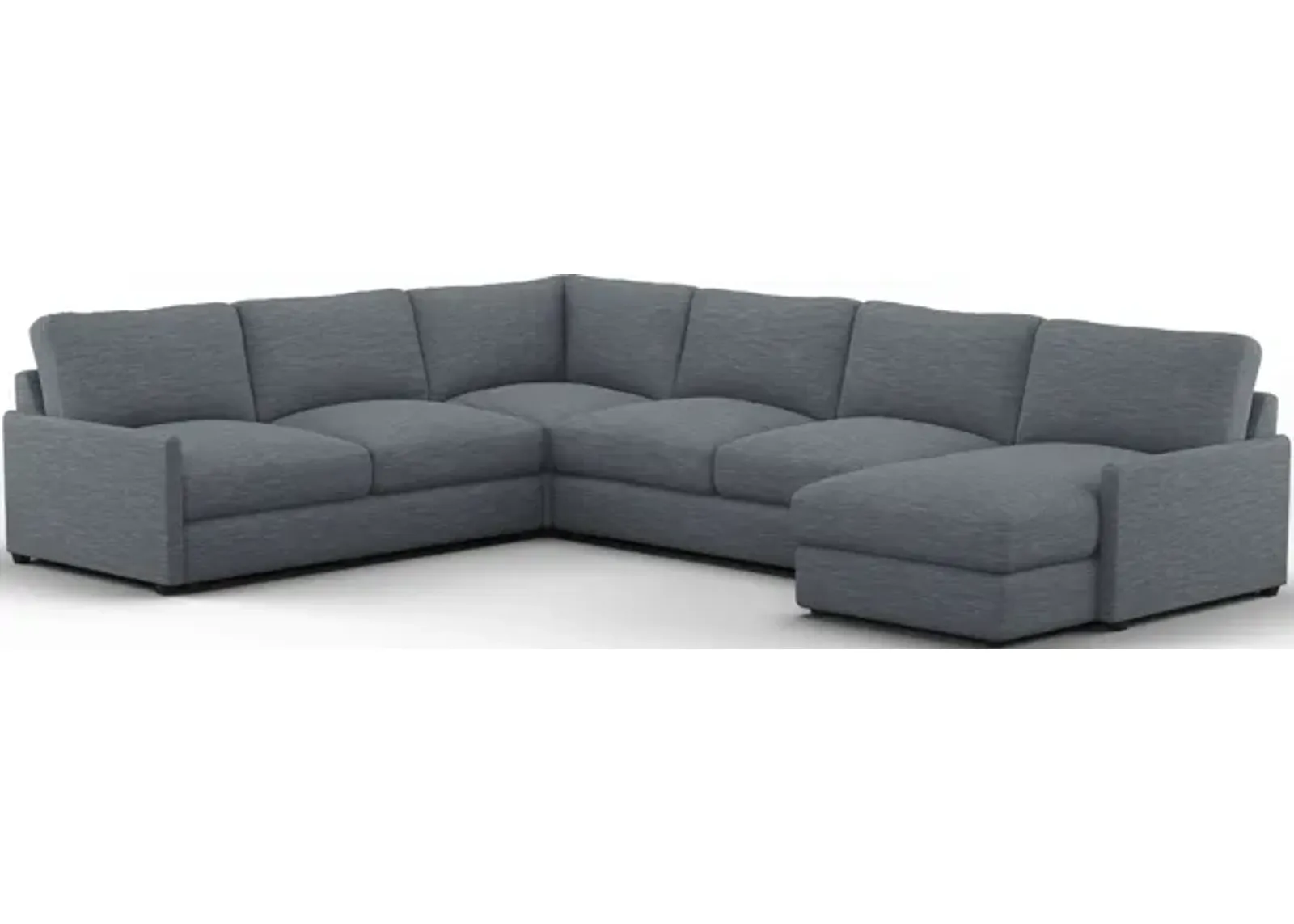 Jasper Foam Comfort 4-Piece Sectional with Right-Facing Chaise - Dudley Indigo