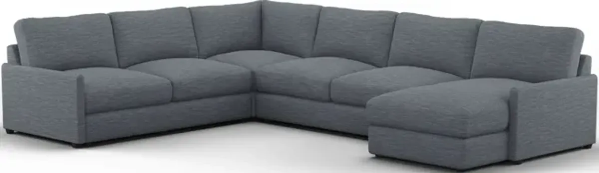 Jasper Foam Comfort 4-Piece Sectional with Right-Facing Chaise - Dudley Indigo