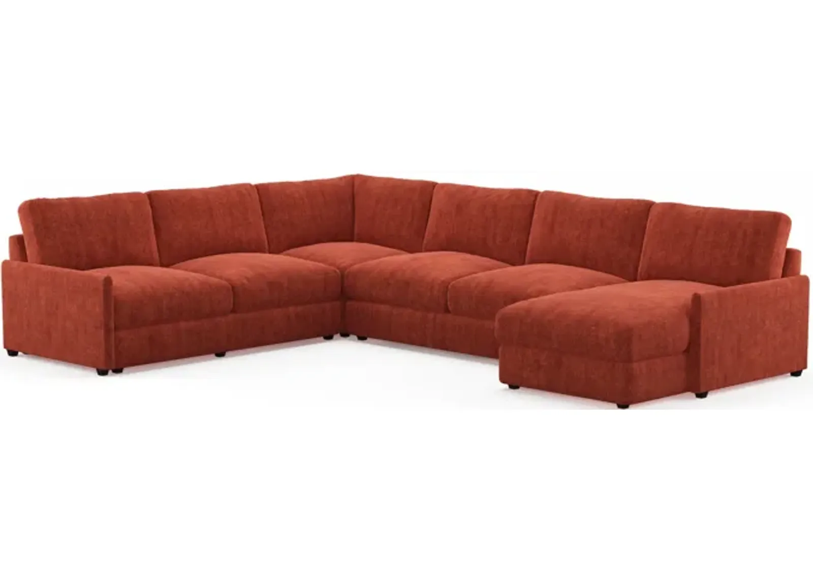 Jasper Foam Comfort 4-Piece Sectional with Right-Facing Chaise - Contessa Paprika