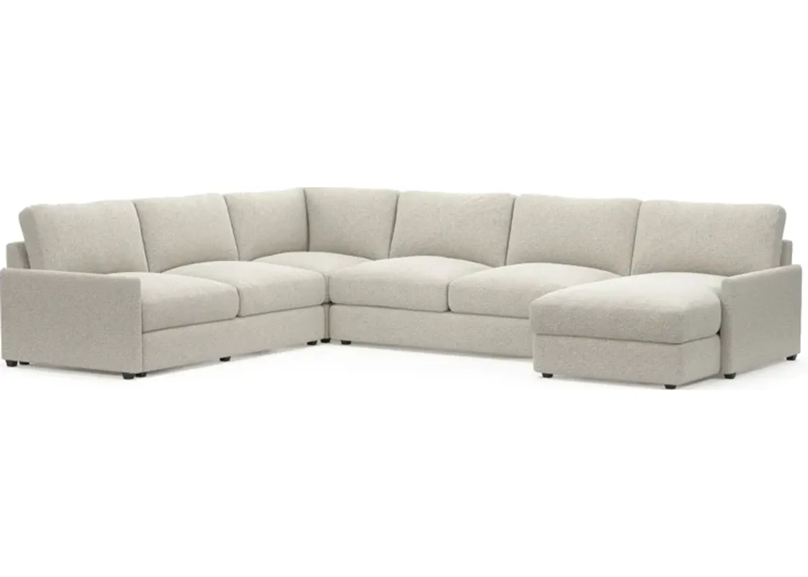 Jasper Foam Comfort 4-Piece Sectional with Right-Facing Chaise - Muse Stone