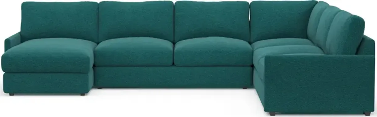 Jasper Foam Comfort 4-Piece Sectional with Left-Facing Chaise - Bloke Peacock