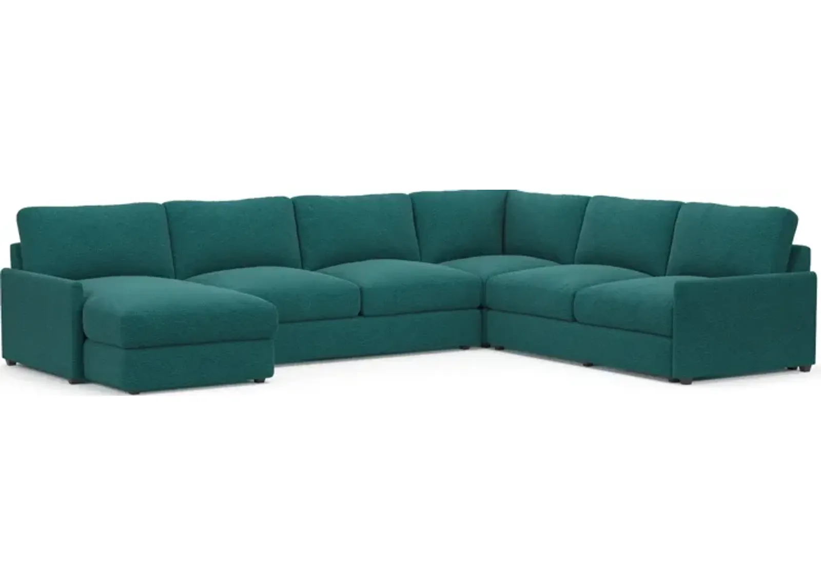 Jasper Foam Comfort 4-Piece Sectional with Left-Facing Chaise - Bloke Peacock