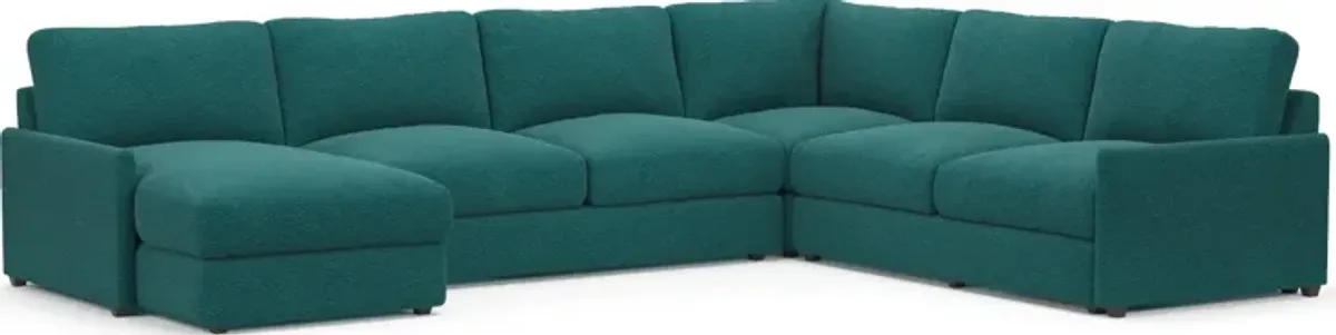 Jasper Foam Comfort 4-Piece Sectional with Left-Facing Chaise - Bloke Peacock