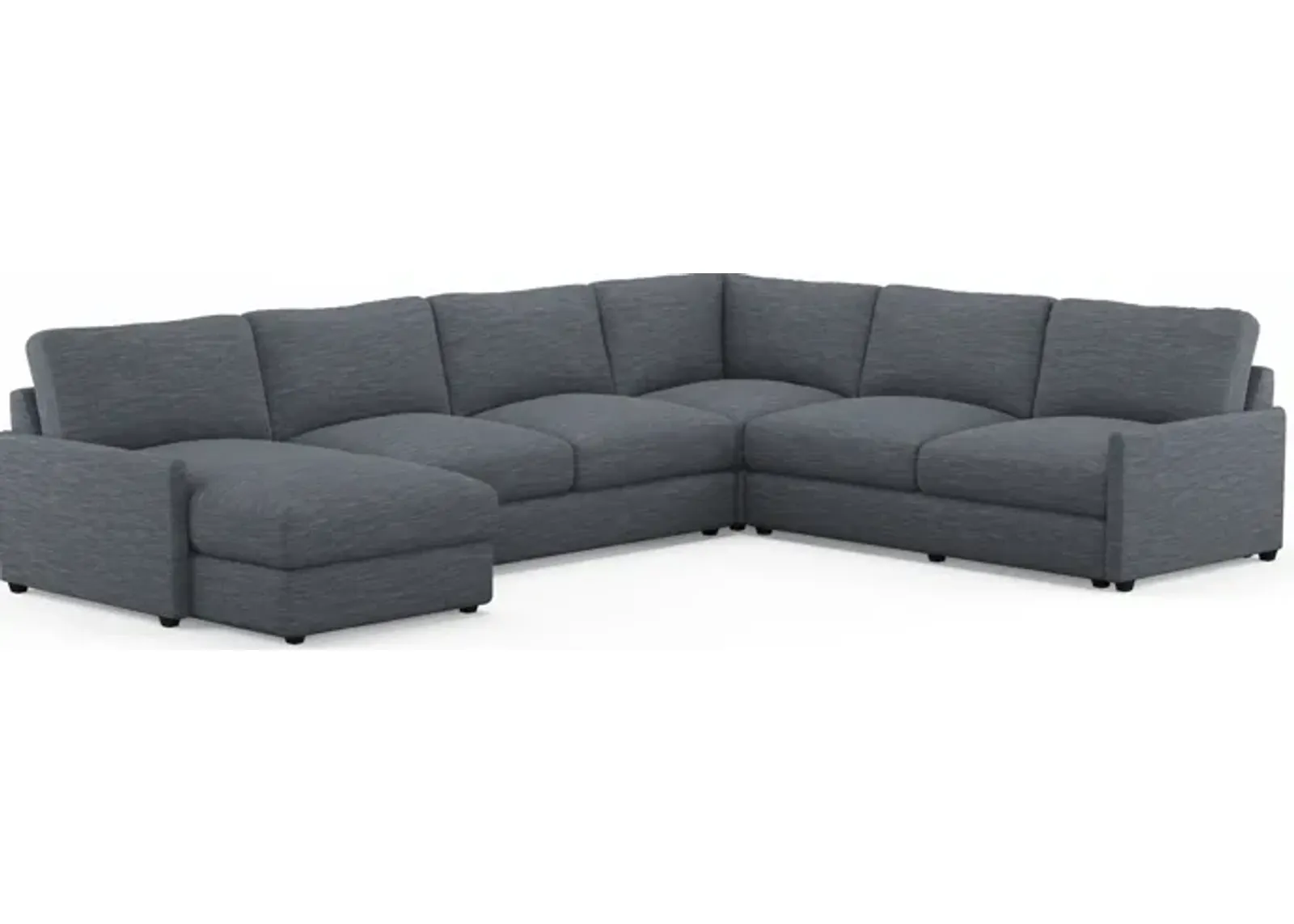 Jasper Foam Comfort 4-Piece Sectional with Left-Facing Chaise - Dudley Indigo