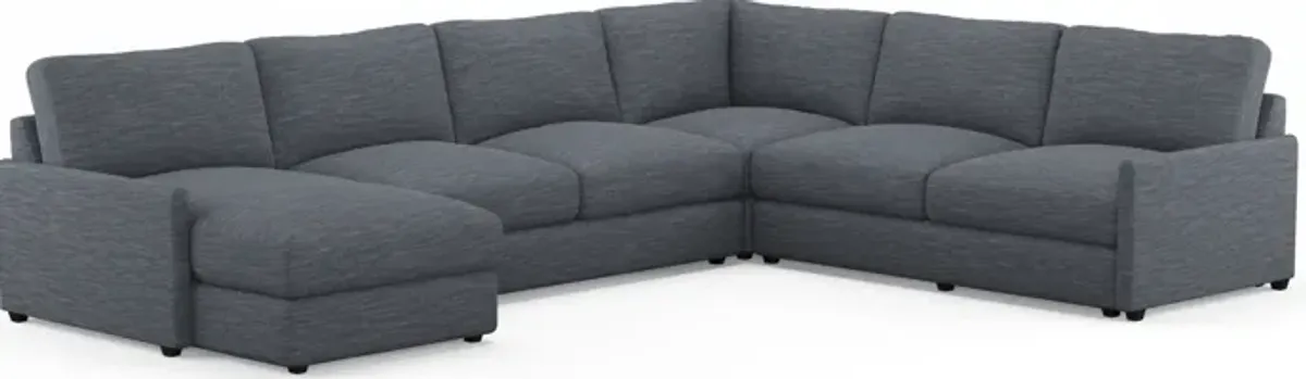 Jasper Foam Comfort 4-Piece Sectional with Left-Facing Chaise - Dudley Indigo