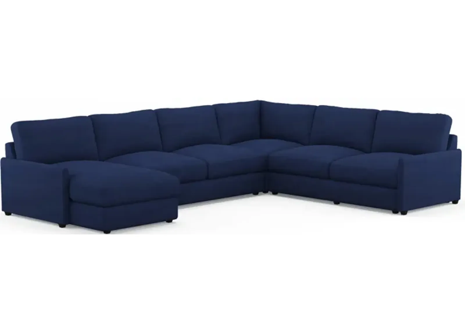 Jasper Foam Comfort 4-Piece Sectional with Left-Facing Chaise - Abington Indigo