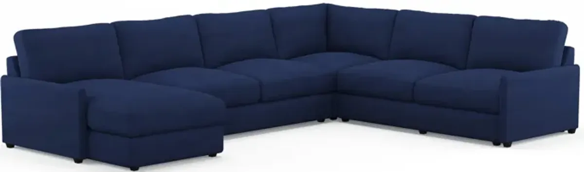 Jasper Foam Comfort 4-Piece Sectional with Left-Facing Chaise - Abington Indigo