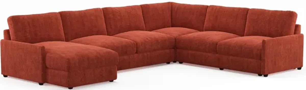 Jasper Foam Comfort 4-Piece Sectional with Left-Facing Chaise - Contessa Paprika