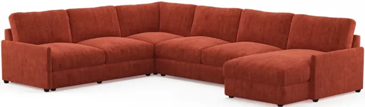 Jasper Hybrid Comfort 4-Piece Sectional with Right-Facing Chaise - Contessa Paprika