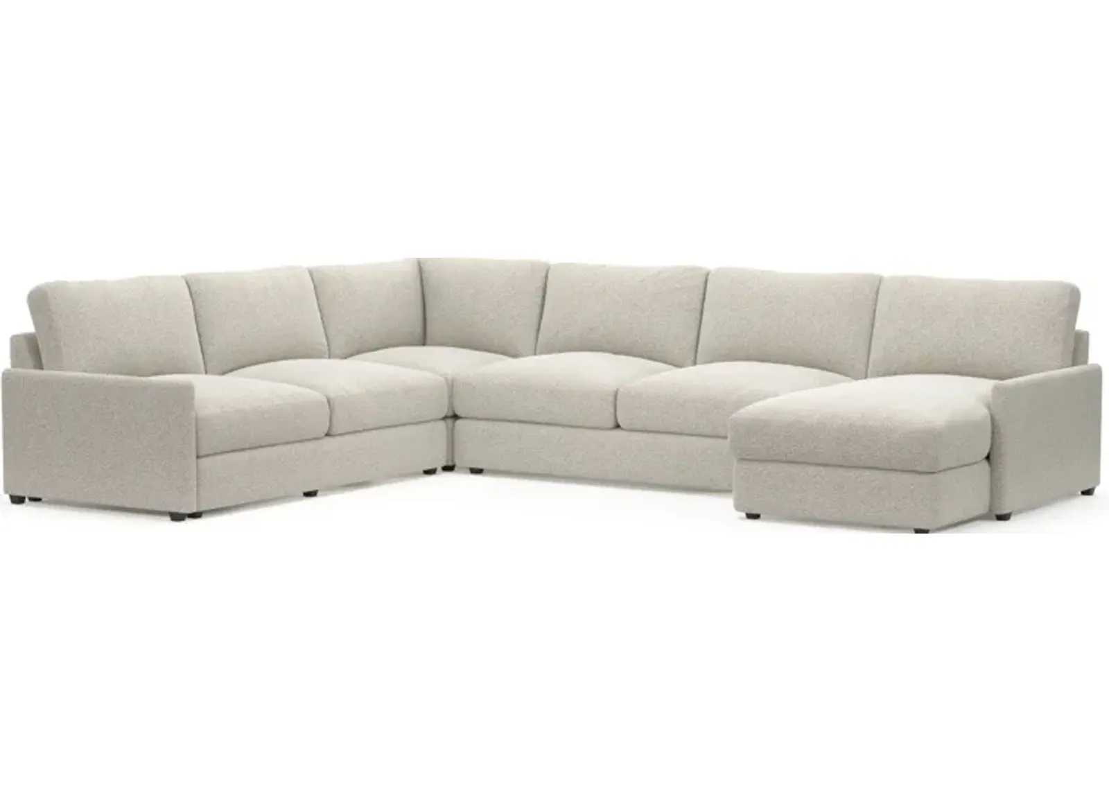 Jasper Hybrid Comfort 4-Piece Sectional with Right-Facing Chaise - Muse Stone