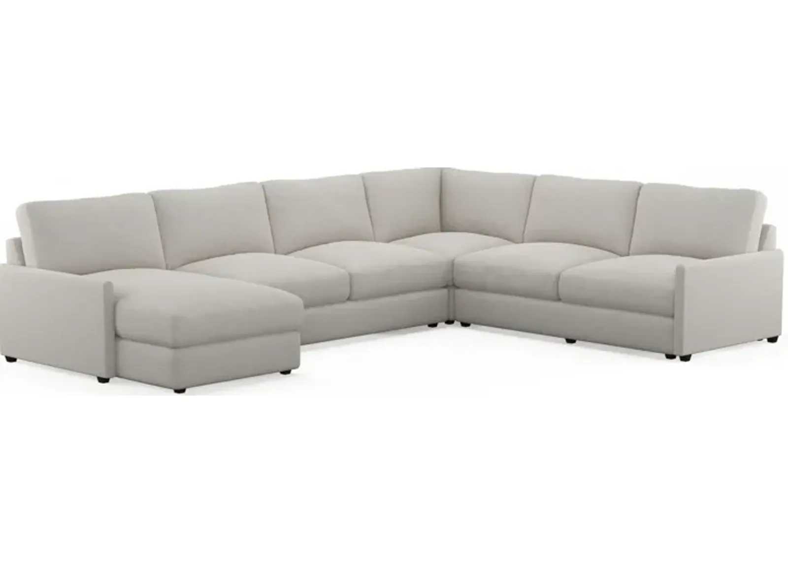 Jasper Hybrid Comfort 4-Piece Sectional with Left-Facing Chaise - Everton Grey