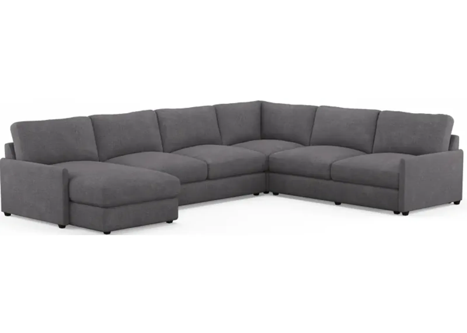 Jasper Hybrid Comfort 4-Piece Sectional with Left-Facing Chaise - Living Large Charcoal