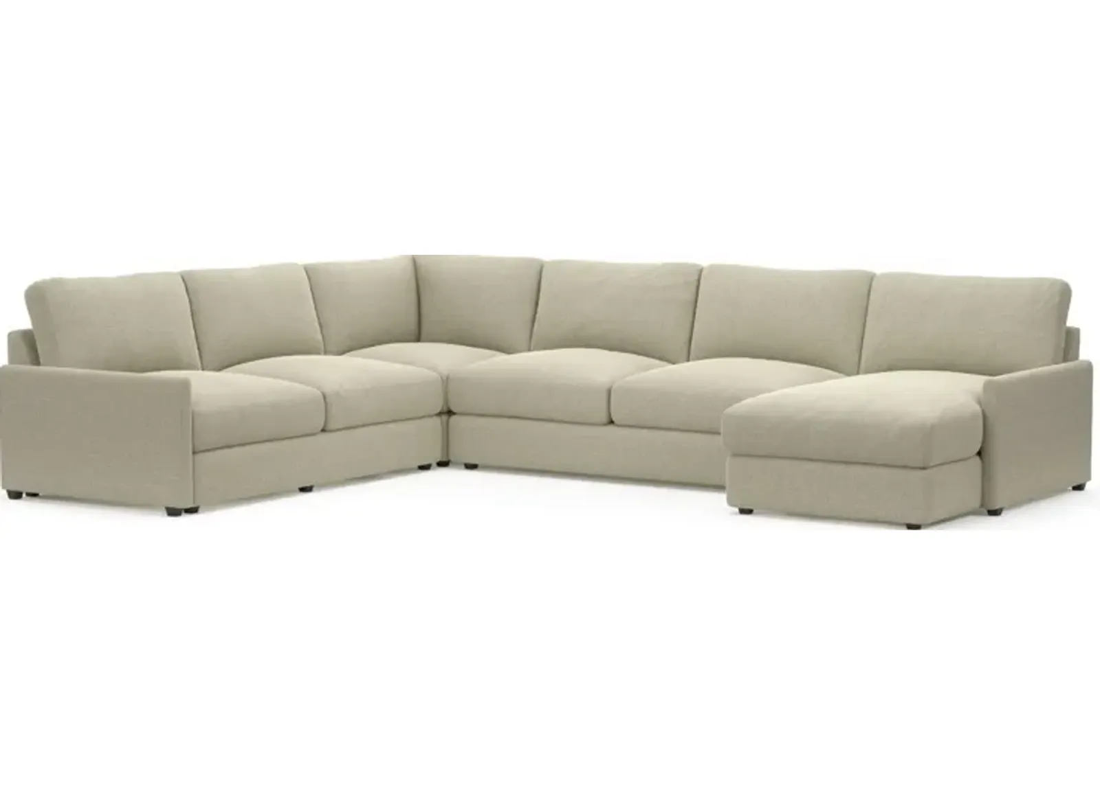 Jasper Foam Comfort Eco Performance Fabric 4-Piece Sectional w/ RAF Chaise - Broderick Charcoal