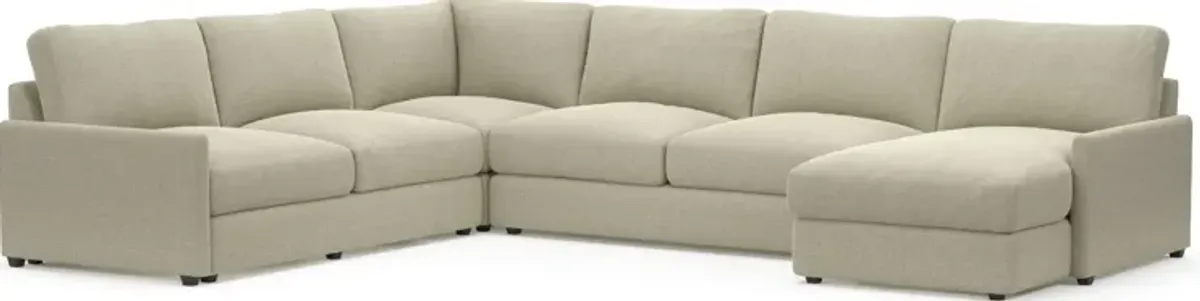 Jasper Foam Comfort Eco Performance Fabric 4-Piece Sectional w/ RAF Chaise - Broderick Charcoal