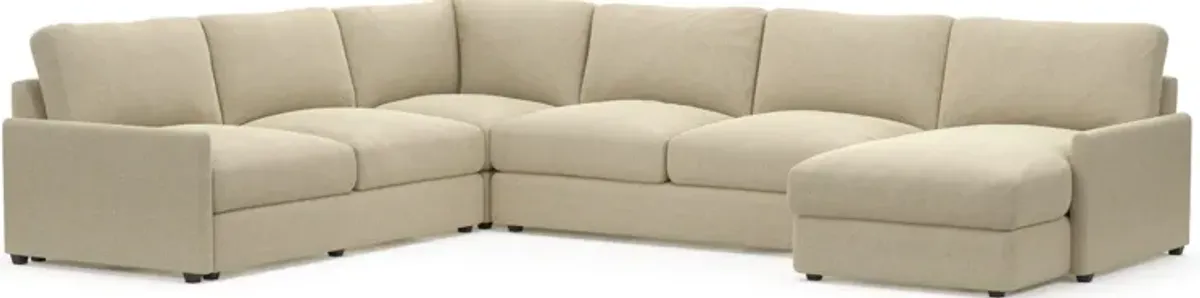 Jasper Foam Comfort Eco Performance Fabric 4-Piece Sectional w/ RAF Chaise - Broderick Sand