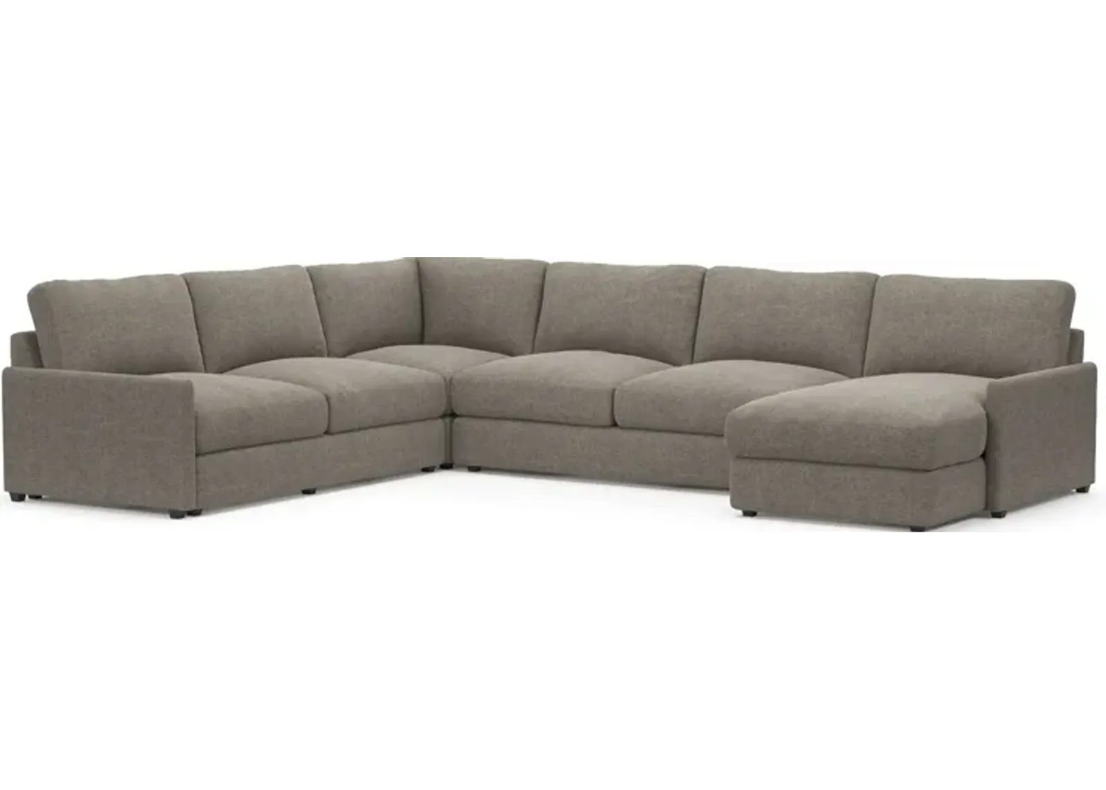 Jasper Foam Comfort Eco Performance Fabric 4-Piece Sectional w/ RAF Chaise - Bridger Metal