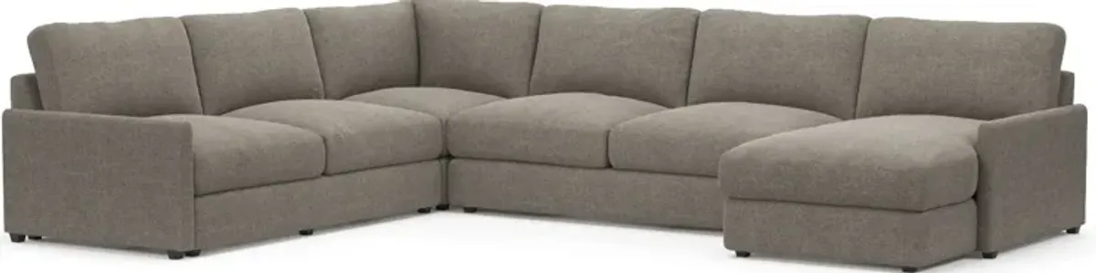 Jasper Foam Comfort Eco Performance Fabric 4-Piece Sectional w/ RAF Chaise - Bridger Metal