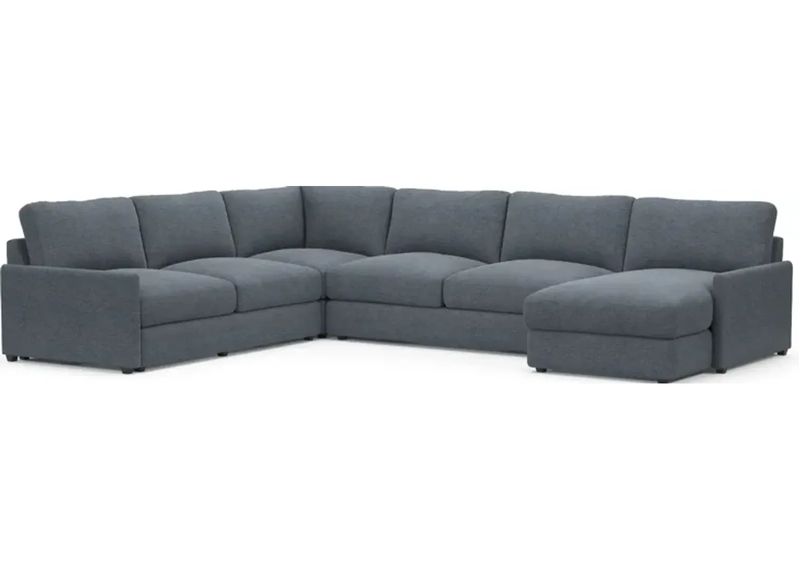 Jasper Foam Comfort Eco Performance Fabric 4-Piece Sectional w/ RAF Chaise - Bridger Navy