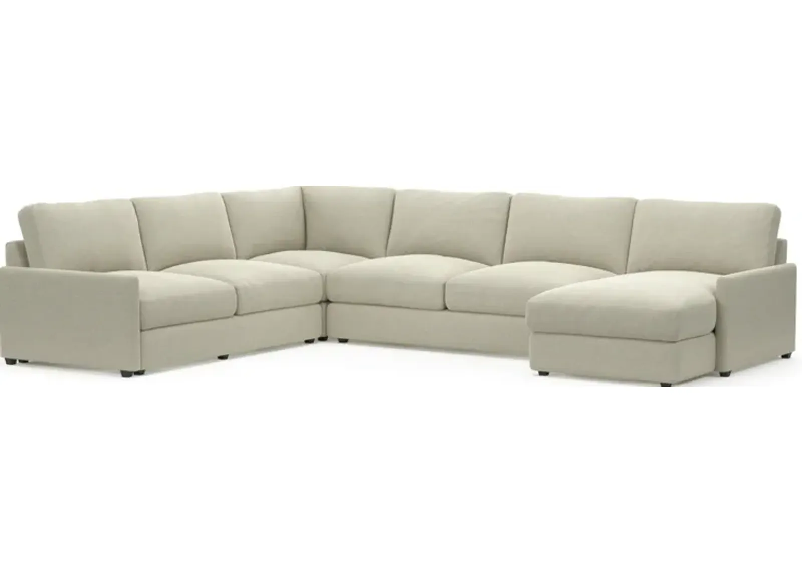 Jasper Foam Comfort Eco Performance Fabric 4-Piece Sectional w/ RAF Chaise - Liv Dove