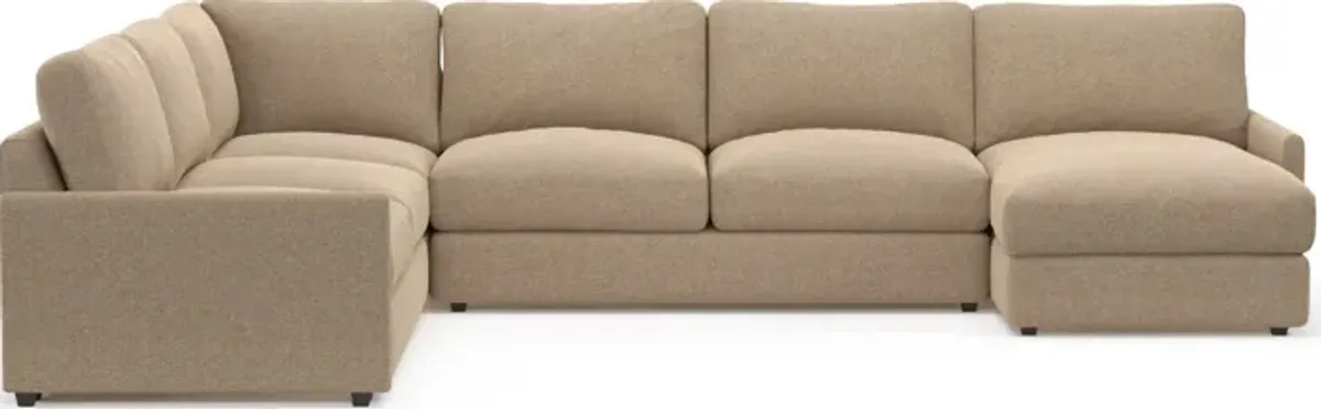 Jasper Foam Comfort Eco Performance Fabric 4-Piece Sectional w/ RAF Chaise - Liv Wicker