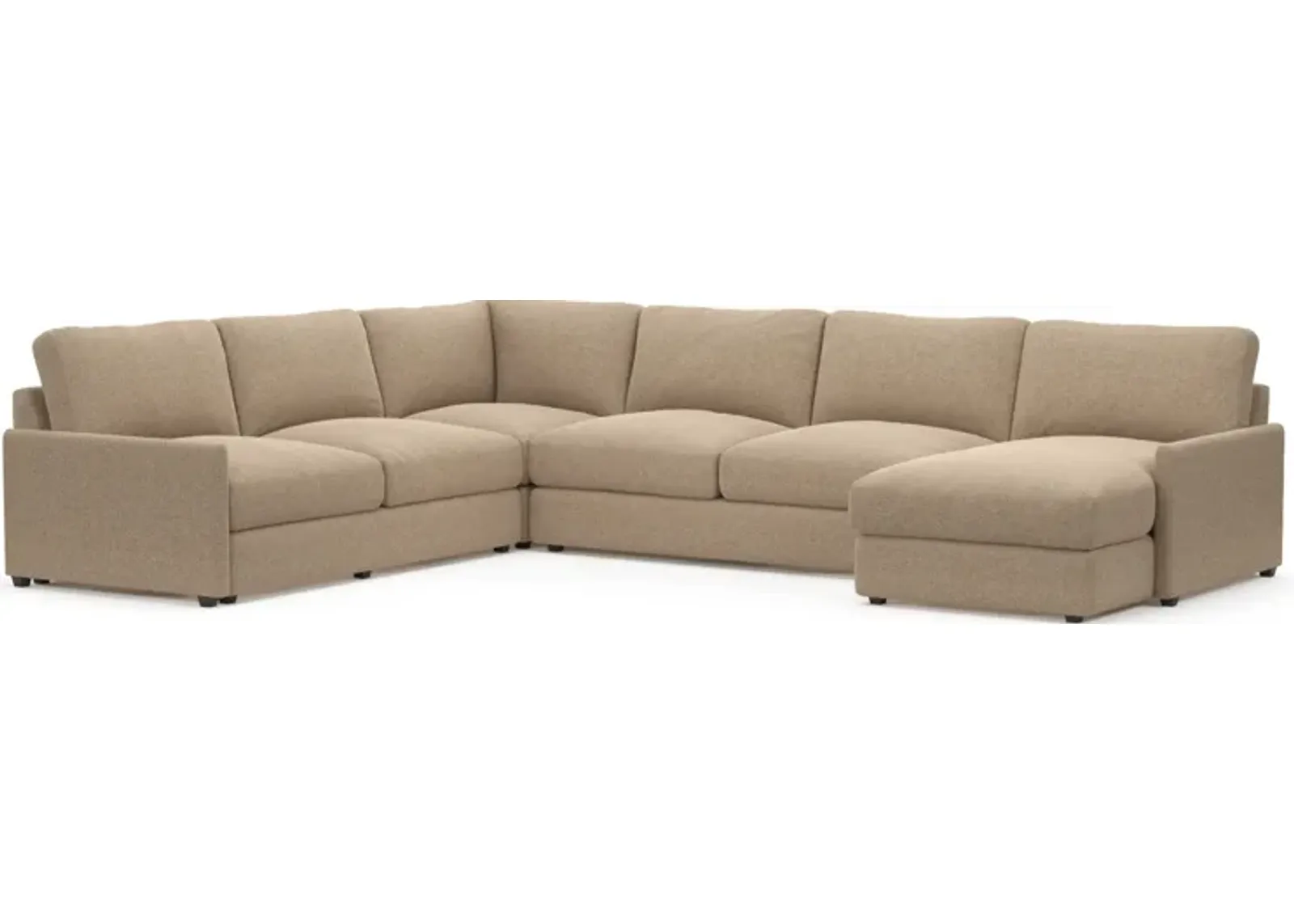 Jasper Foam Comfort Eco Performance Fabric 4-Piece Sectional w/ RAF Chaise - Liv Wicker