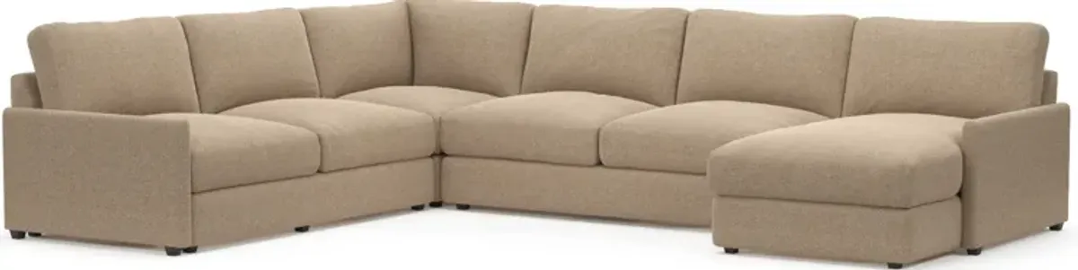 Jasper Foam Comfort Eco Performance Fabric 4-Piece Sectional w/ RAF Chaise - Liv Wicker