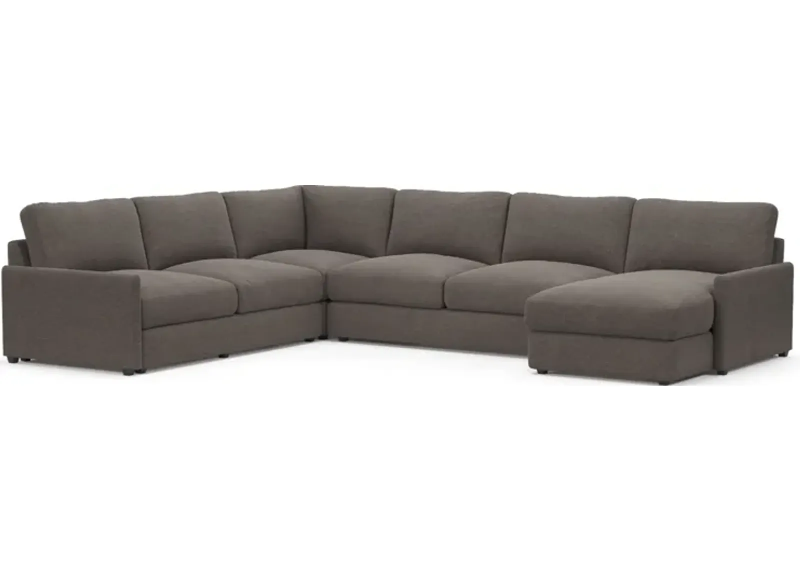 Jasper Foam Comfort Eco Performance Fabric 4-Piece Sectional w/ RAF Chaise - Presidio Steel