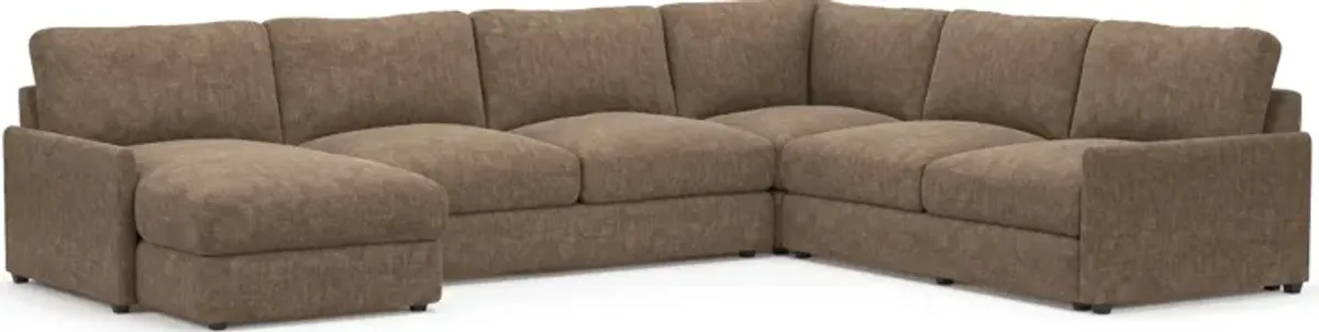 Jasper Foam Comfort Eco Performance Fabric 4-Piece Sectional w/ RAF Chaise - Argo Java