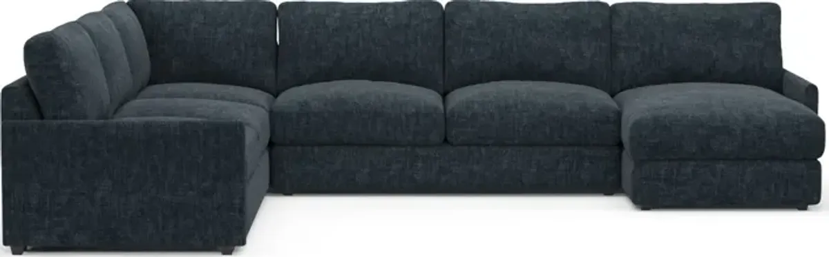 Jasper Foam Comfort Eco Performance Fabric 4-Piece Sectional w/ RAF Chaise - Argo Navy