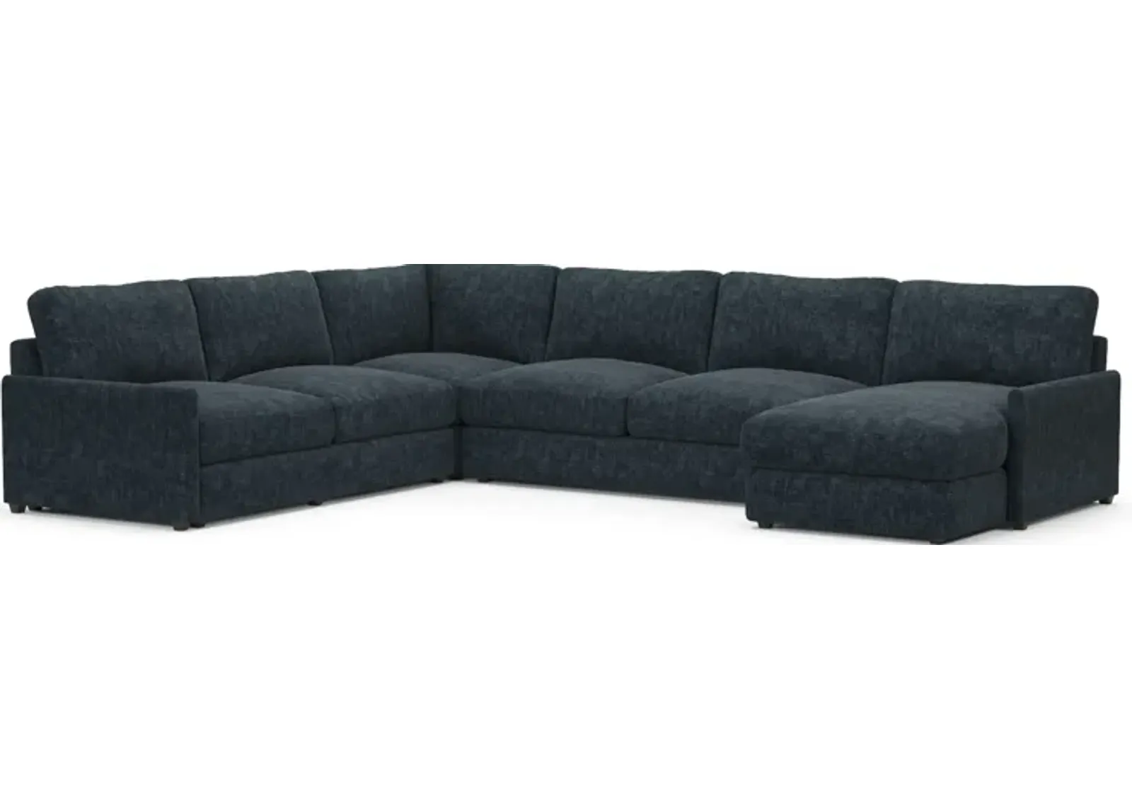 Jasper Foam Comfort Eco Performance Fabric 4-Piece Sectional w/ RAF Chaise - Argo Navy