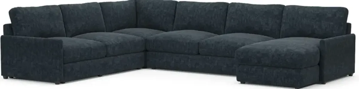 Jasper Foam Comfort Eco Performance Fabric 4-Piece Sectional w/ RAF Chaise - Argo Navy