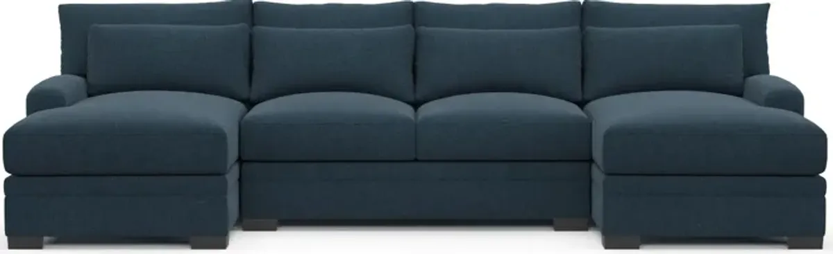 Winston Hybrid Comfort Eco Performance Fabric 3-Piece Sectional w/ Dual Chaise - Broderick Indigo