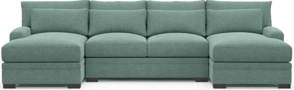 Winston Hybrid Comfort Eco Performance Fabric 3-Piece Sectional w/ Dual Chaise - Bridger Jade