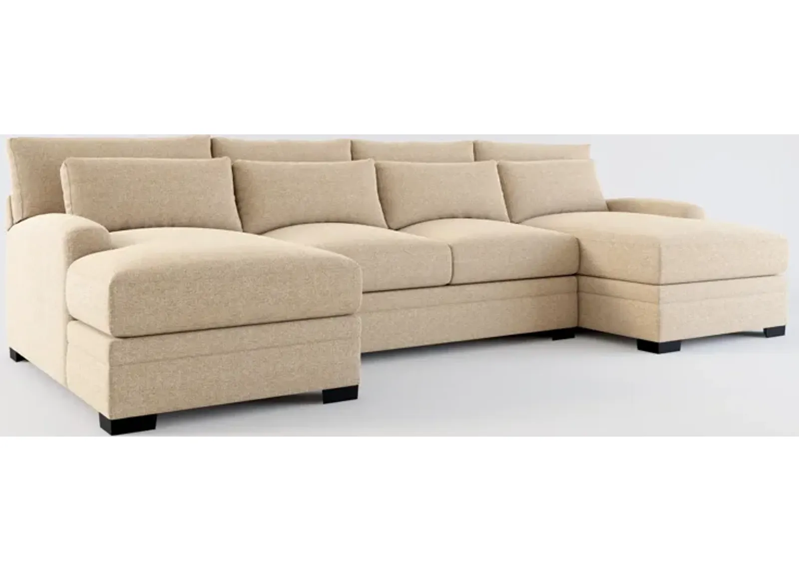 Winston Hybrid Comfort Eco Performance Fabric 3-Piece Sectional w/ Dual Chaise - Liv Wicker