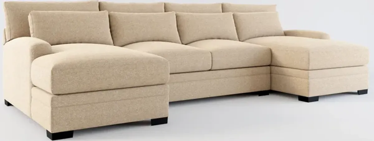 Winston Hybrid Comfort Eco Performance Fabric 3-Piece Sectional w/ Dual Chaise - Liv Wicker