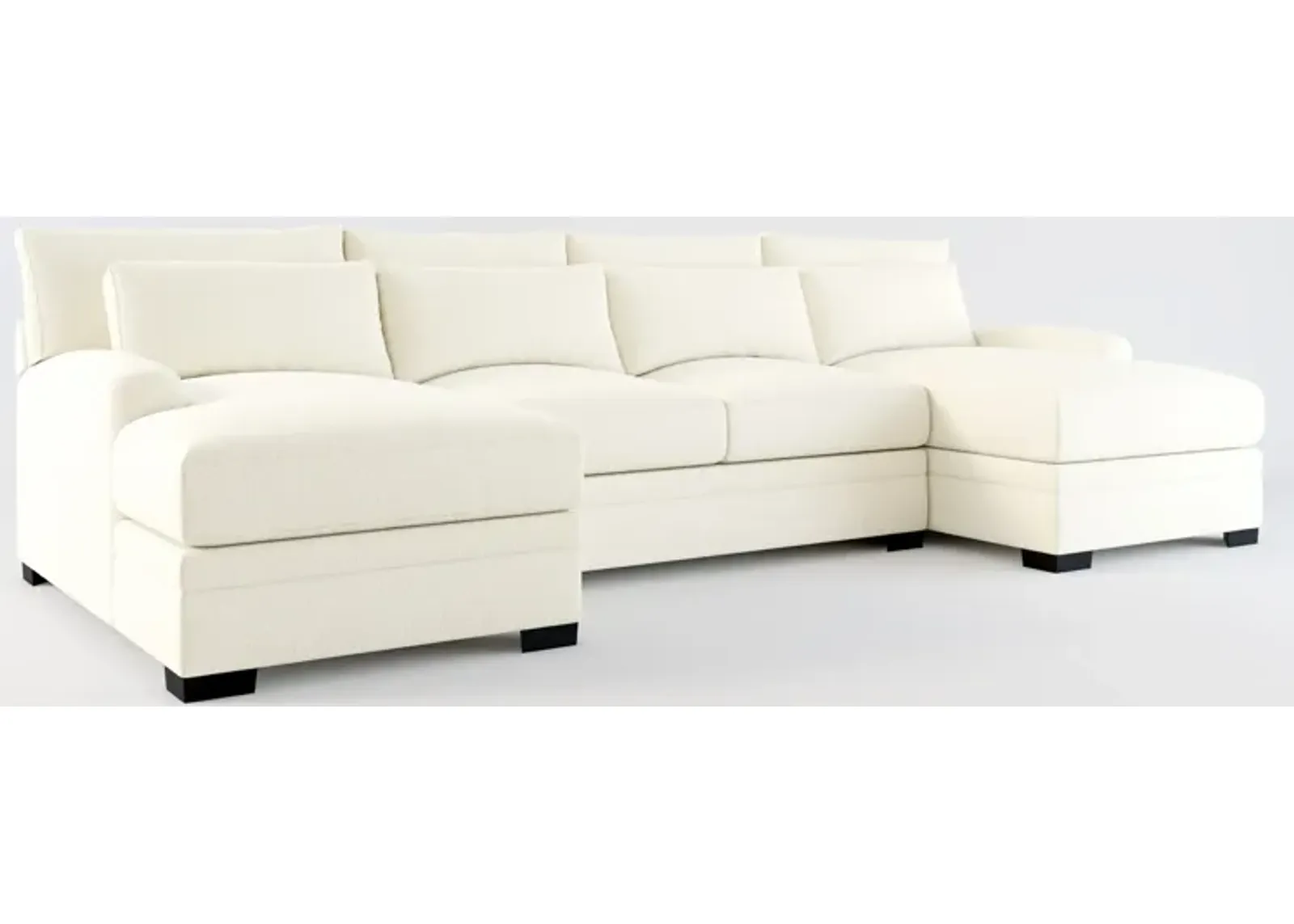 Winston Hybrid Comfort Eco Performance Fabric 3-Piece Sectional w/ Dual Chaise - Fincher Ivory